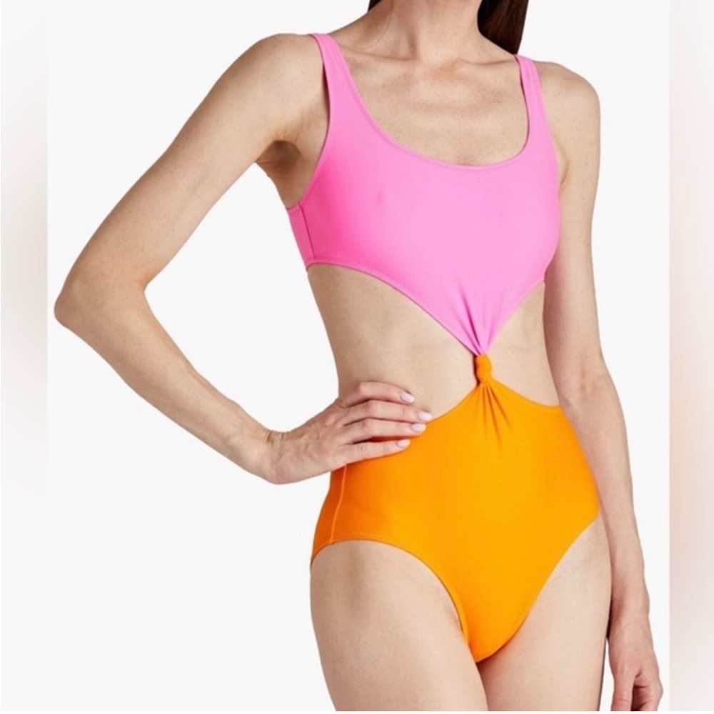 SOLID & STRIPED L Twisted Two-Tone Swimsuit Orange Pink